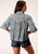 Stetson Womens Indigo Tapestry Navy 100% Rayon 3/4 Sleeve L/S Shirt