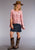 Stetson Womens Wildflower Herringbone Pink 100% Rayon S/S Blouse