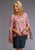 Stetson Womens Wildflower Herringbone Pink 100% Rayon S/S Blouse
