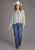 Stetson Womens Field Flower Peasant Blue 100% Rayon L/S Blouse