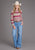 Stetson Womens Vintage Tapestry Red/Tan 100% Rayon L/S Blouse
