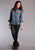 Stetson Womens Rose Boyfriend Fit Blue 100% Cotton L/S Shirt