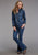 Stetson Womens Western Denim Dark Blue Cotton Blend L/S Blouse