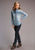 Stetson Womens Boyfriend Fit Stud Blue 100% Cotton L/S Shirt