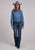 Stetson Womens Asymmetrical Hexagon Blue 100% Cotton L/S Shirt