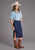 Stetson Womens 2437 1/2 Button Placket Powder Blue 100% Rayon S/S Blouse