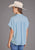 Stetson Womens 2437 1/2 Button Placket Powder Blue 100% Rayon S/S Blouse