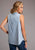 Stetson Womens Blue Denim Self Tie V S/L Blouse M