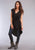 Stetson Womens Rose Cross Front Black 100% Rayon S/L Tank Top