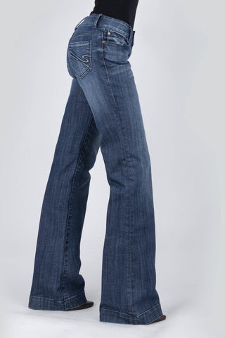 Stetson Womens Blue Cotton Blend S Embroidered 214 Trouser Jeans 14 L