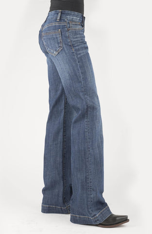 Stetson Womens 214 Trouser Bottom Corner Blue Cotton Blend Jeans