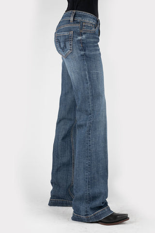 Stetson Womens 214 Trouser Deco Blue Cotton Blend Jeans