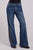Stetson Womens 641 Midrise Loose Boot Stitch Blue Cotton Blend Jeans