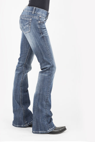 Stetson Womens Blue Cotton Blend Bleached XV Deco 816 Fit Jeans 14 R