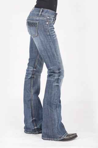 Stetson Womens Blue Cotton Blend Navy Arrow Jeans 8 L