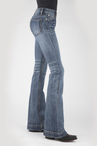 Stetson Womens 921 Plain Back Blue Cotton Blend Jeans