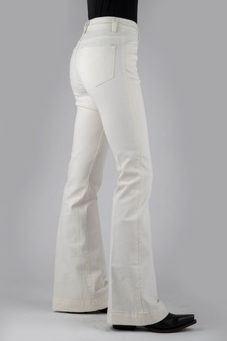 Stetson Womens 921 High Waist Plain White Cotton Blend Jeans