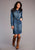 Stetson Womens Button Placket Denim Cotton Blend L/S Dress