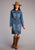 Stetson Womens Button Placket Denim Cotton Blend L/S Dress