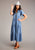 Stetson Womens 3 Tiered Blue Denim S/S Dress