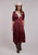 Stetson Womens Lace Applique Satin Wine Polyester Blend S/S Dress