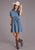 Stetson Womens Smile Pockets Self Tie Blue Lyocell S/S Dress