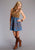 Stetson Womens Fitted Tank Bodice Blue/Saddle Brown Lyocell S/L Dress