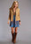 Stetson Womens Fitted Tank Bodice Blue/Saddle Brown Lyocell S/L Dress