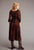 Stetson Womens Patchwork Bandana Brown 100% Rayon L/S Dress