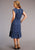 Stetson Womens Blue Rayon/Nylon Vintage Ditzy S/L Dress M