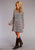 Stetson Womens Keyhole Neckline Aztec Wine 100% Rayon L/S Dress