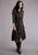 Stetson Womens Black Rayon/Nylon Horse Polkadot S/S Dress