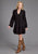 Stetson Womens Longhorn Mojave Print Black 100% Rayon L/S Dress