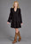 Stetson Womens Longhorn Mojave Print Black 100% Rayon L/S Dress