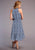 Stetson Womens Indigo Tapestry Navy 100% Rayon S/L Dress XL