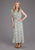 Stetson Womens Field Flower Blue Multi 100% Rayon S/L Dress