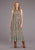 Stetson Womens Carnation Border Tan/Blue 100% Cotton S/L Dress