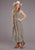 Stetson Womens Carnation Border Tan/Blue 100% Cotton S/L Dress