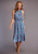 Stetson Womens Blue Multi Polyester Mid-Calf Floral S/L Dress L
