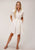 Stetson Womens Tonal Striped White 100% Linen S/S Dress