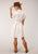Stetson Womens Tonal Striped White 100% Linen S/S Dress