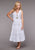 Stetson Womens 2096 Gathered Tier White 100% Cotton S/L Dress