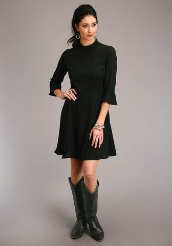 Stetson Womens Black Polyester Knee Length S/S Dress 6