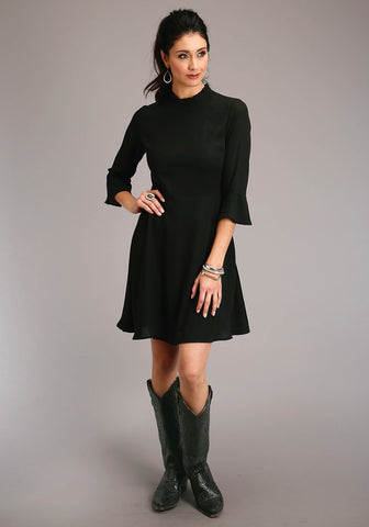 Stetson Womens Black Polyester Knee Length S/S Dress 10