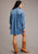 Stetson Womens Pleated Short Blue 100% Cotton L/S Dress