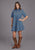 Stetson Womens Antique Nickle Blue 100% Cotton S/S Dress