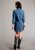 Stetson Womens Stand Collar Shirt Blue 100% Cotton L/S Dress S