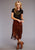 Stetson Womens Long Fringe Brown Leather Skirt