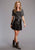 Stetson Womens Two Tier Fringe Black Lamb Leather Skirt