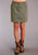 Stetson Womens Five Pocket Raw Edge Olive 100% Cotton Skirt